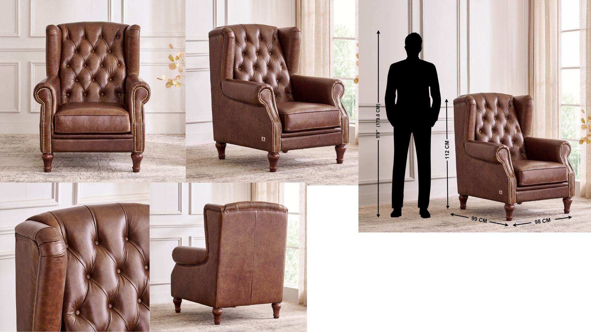 Premium leatherette / faux leather chocolate brown - Single Seater