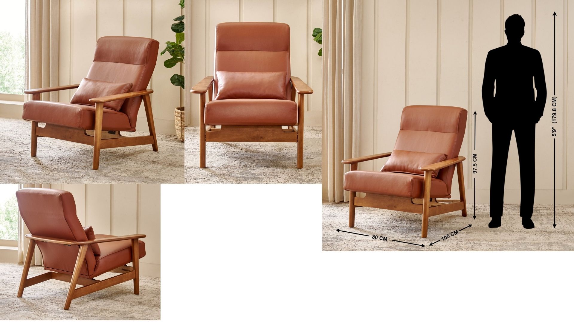 Premium leatherette / faux leather chocolate brown - Single Seater